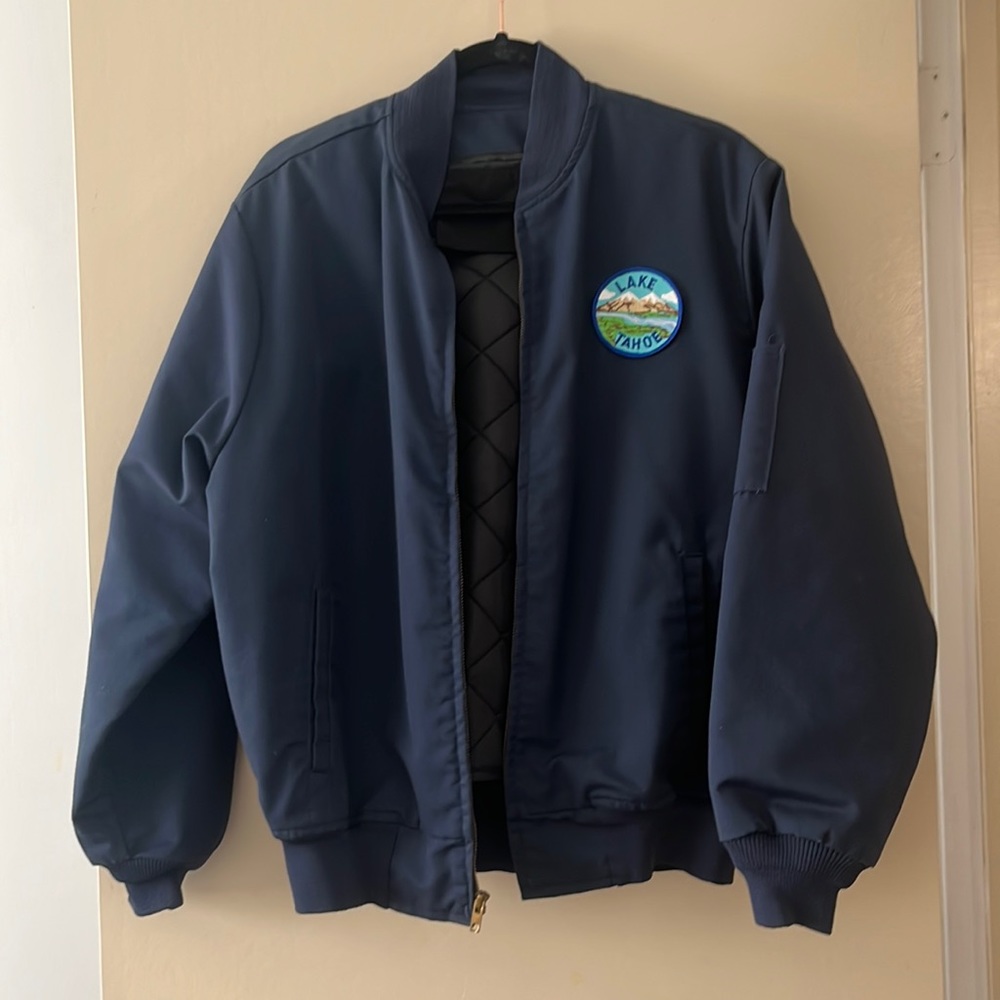 Vintage Lake Tahoe patch polyester quilted bomber jacket